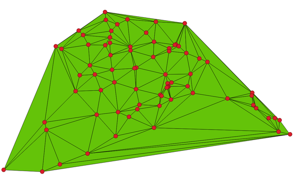 TriangulaçTriangulaç˜Triangulação de Delaunay para definir valores de