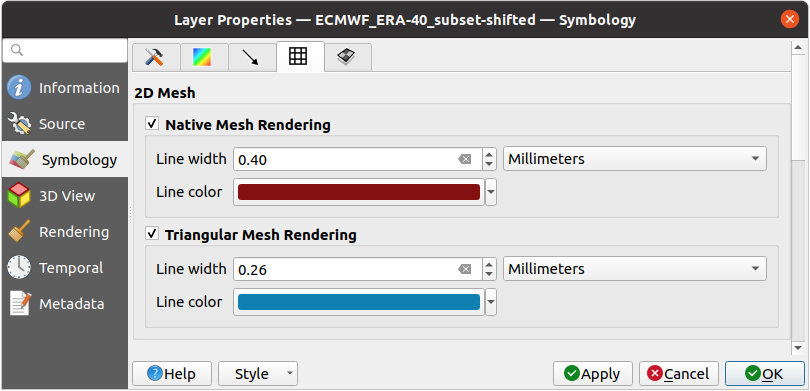 Working with Mesh Data — QGIS Documentation documentation